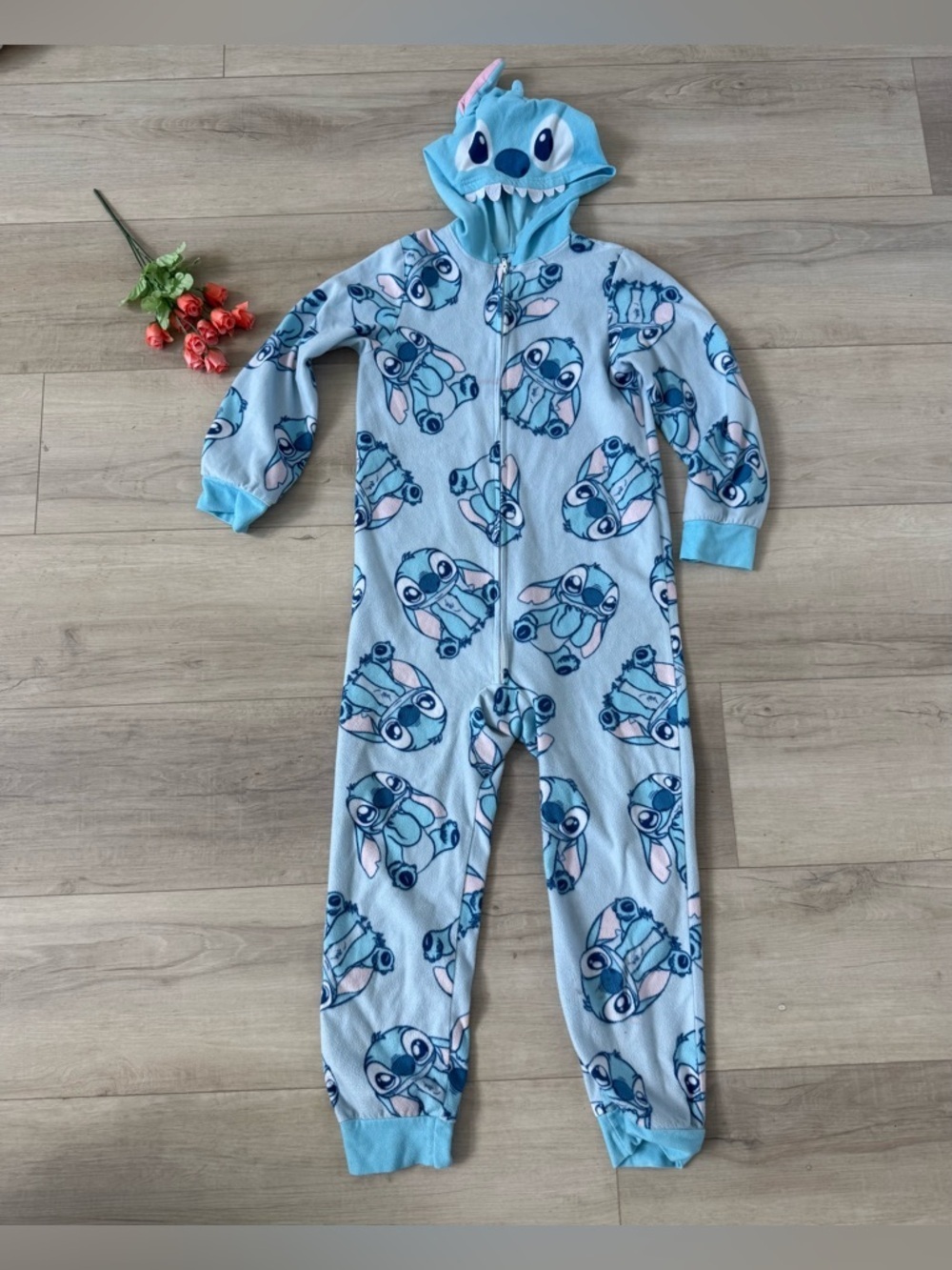 Disney Stitch Pajamas with hoodie girls size large 10/12